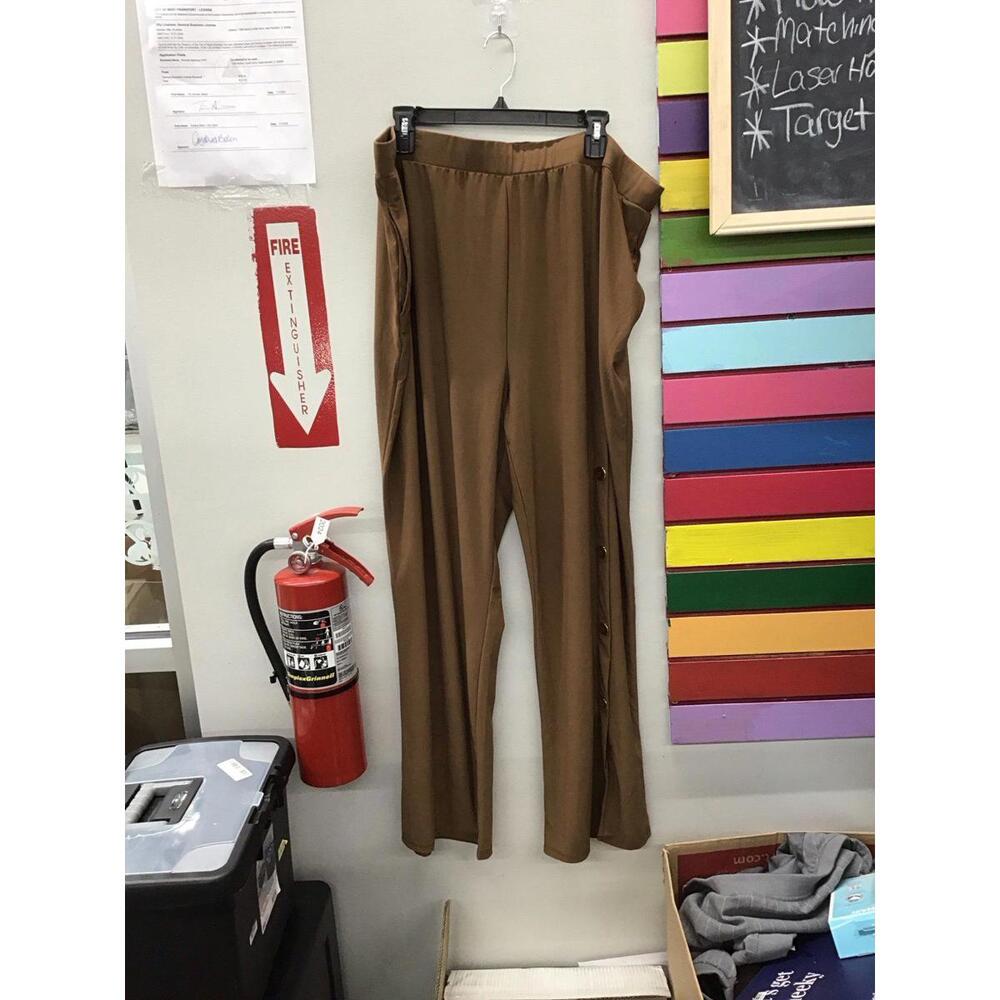 Antthony originals women’s brown wide leg pants size 2X gold buttons new HSN